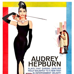 Breakfast At Tiffany&#39;s Poster, Vintage Movie Poster 1961 Poster Film Art - Audrey Hepburn, George Peppard, Patricia Neal