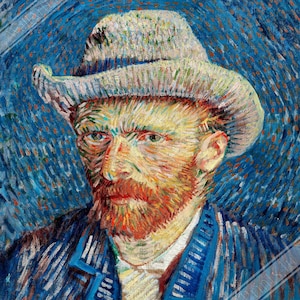 Van Gogh Self Portrait Print - Van Gogh Grey Felt Hat Prints - Vincent Van Gogh Last Self Portrait Poster Print UK, EU USA Domestic Shipping