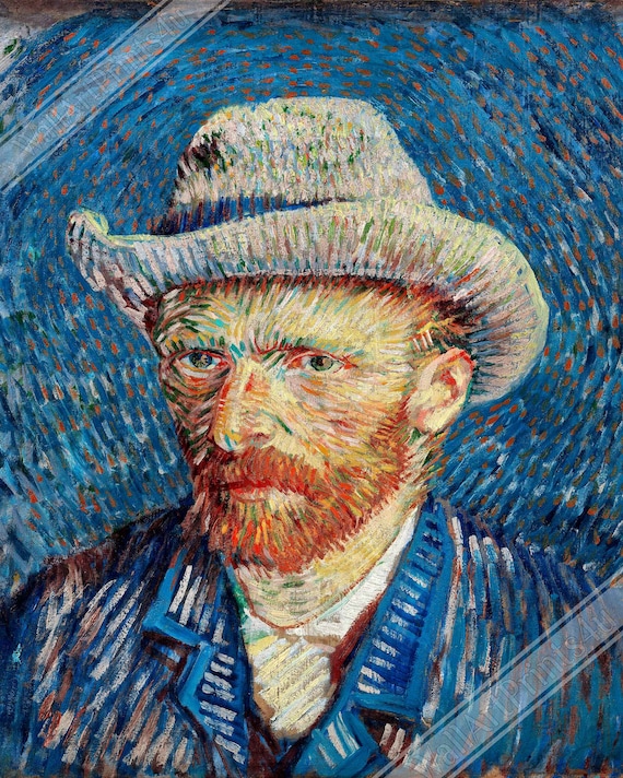 灰色のフェルト帽をかぶったゴッホの自画像 - ファインアートプリント
