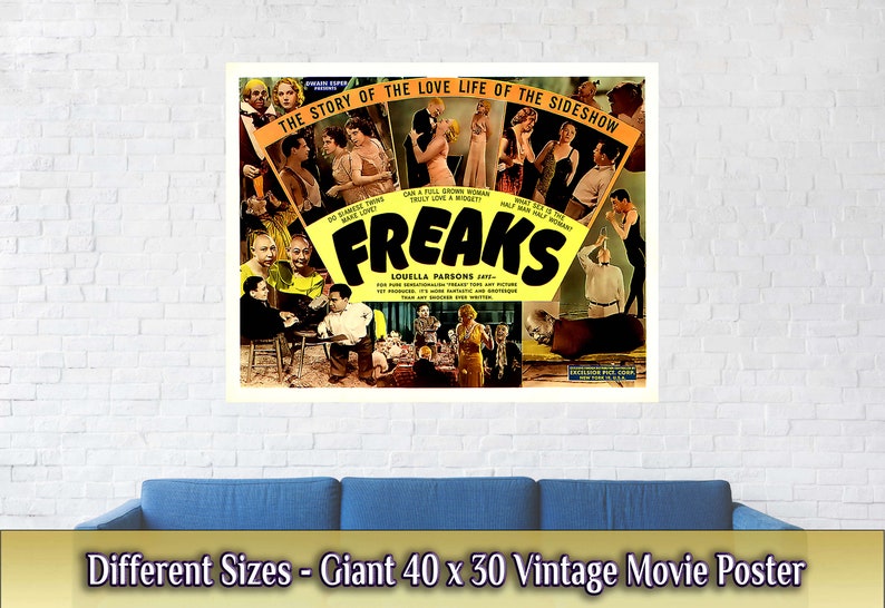 Freaks Movie Poster, Vintage Movie Poster 1932 Poster Film Art Tod Browning, Wallace Ford, Leila Hyams, Olga Baclanova image 4
