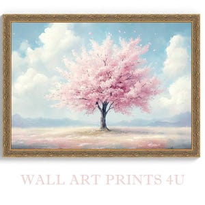 Japanese Cherry Blossom Poster Pink White Sakura Wall Art Pastel Floral Decor Minimalist Watercolor Print