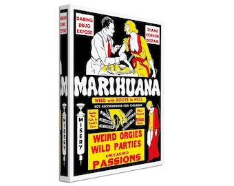 Stampa su tela di propaganda sulla marijuana, arte anti-cannabis vintage