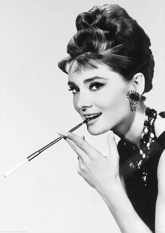 Audrey Hepburn Poster Smoking Fashion Icon Rare Photo Sex Etsy