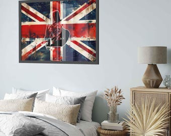 Winston Churchill Union Jack Flag Print: Grungy British Wall Art - Etsy