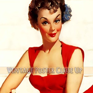 Pin Up Girl Poster, Gil Elvgren, Gardening With Hoe Vintage Art Retro Pin Up Girl Print Late 1940'S 1950'S image 4