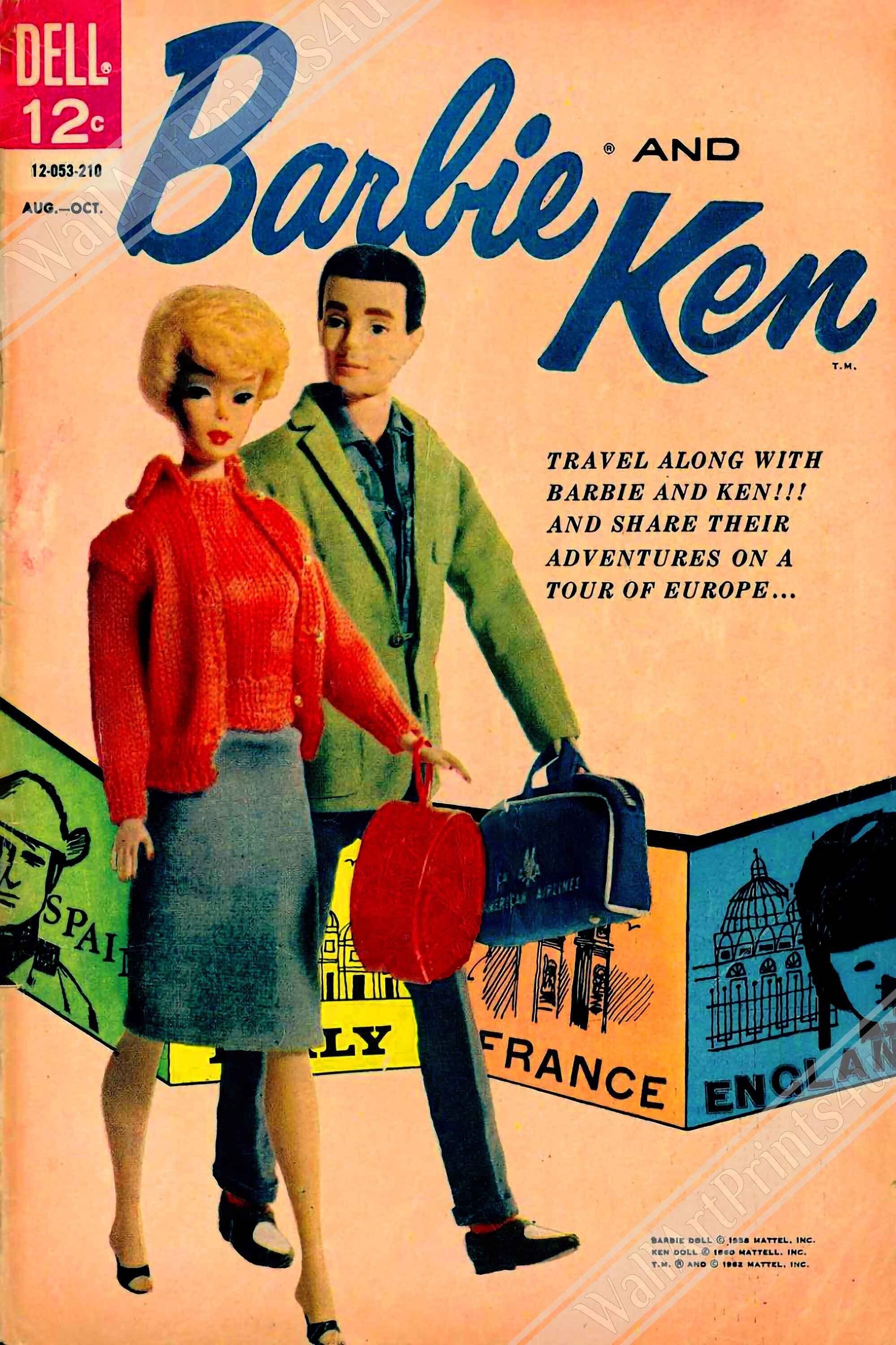 Barbie and Ken Poster Travel Poster Tour of Europe Barbie Ken Print Poster 1962 UK EU USA Domestic Shipping Etsy
