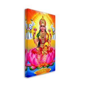 Lakshmi Canvas Print, Hindu Goddess Of Wealth Prosperity - Laksmi Print - Beautiful Colors Use For Lakshmi Mantra Meditation