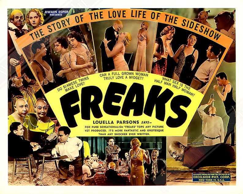 Freaks Movie Poster, Vintage Movie Poster 1932 Poster Film Art Tod Browning, Wallace Ford, Leila Hyams, Olga Baclanova image 1