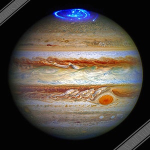 Jupiter Poster - Planet Jupiter Showing Aurora At The Pole - Jupiter Aurora Print UK, EU USA Domestic Shipping