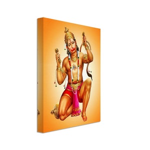 Hanuman Canvas, Hindu God Of Strength - Hanuman Canvas Print - Beautiful Colors Use For Hanuman Mantra Meditation