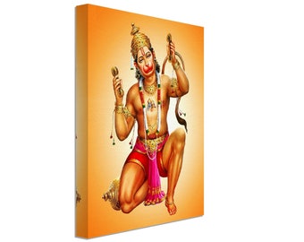 Hanuman Canvas, Hindu God Of Strength - Hanuman Canvas Print - Beautiful Colors Use For Hanuman Mantra Meditation