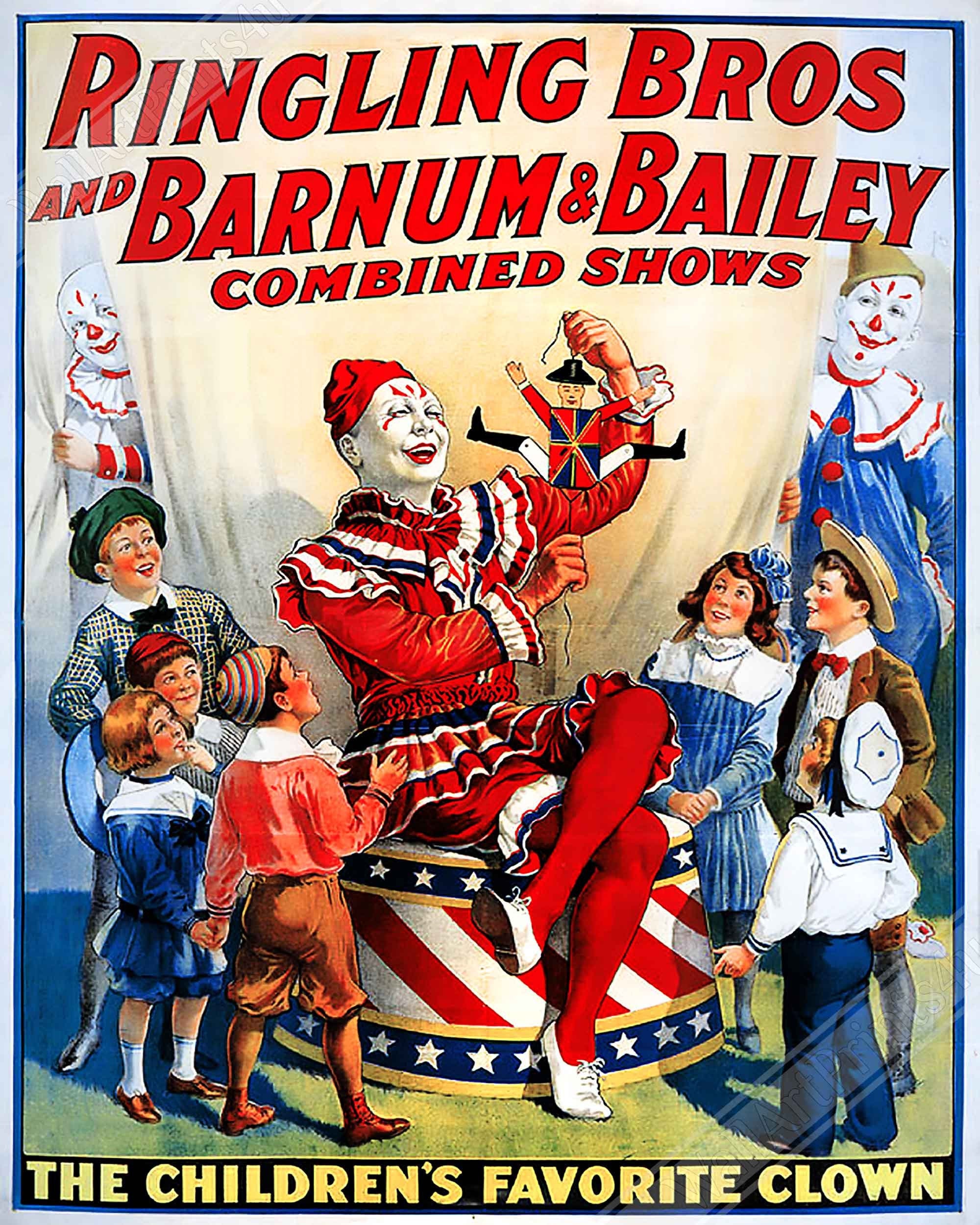 Póster de circo vintage: Payaso de Ringling Bros., el favorito de los niños  - Etsy México, image size:2000x2500