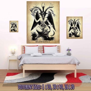 Baphomet Poster, Parchment Devil Halloween Wall Art, Satanic Goat Giant Poster, Lucifer Devil Poster Art UK, EU USA Domestic Shipping image 5