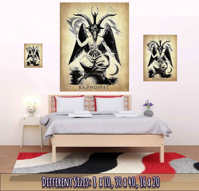 Baphomet Poster, Parchment Devil Halloween Wall Art, Satanic Goat Giant Poster, Lucifer Devil Poster Art UK, EU USA Domestic Shipping image 5