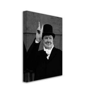 Winston Churchill Peace Sign V For Victory Canvas, Ve Day V Sign, Vintage Photo - Winston Churchill Canvas Print
