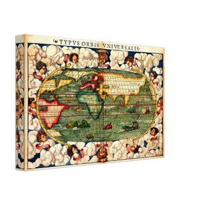 Vintage World Map Canvas Print: 1550 Typus Orbis Universalis