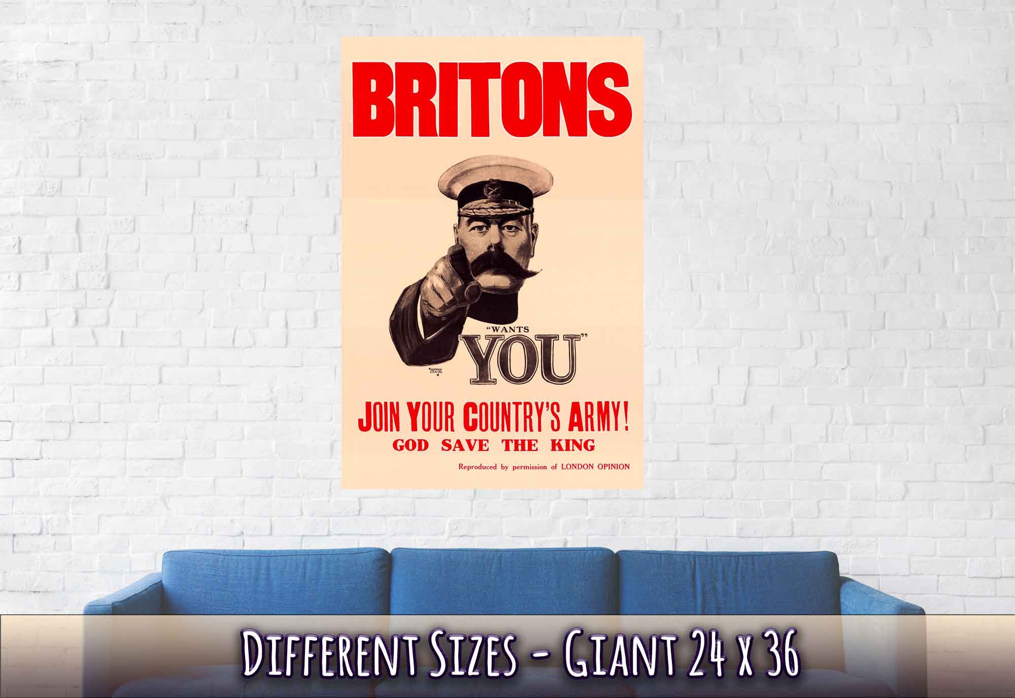 Lord Kitchener Poster World War 1 Poster Print Vintage Uk Etsy UK
