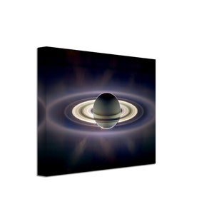 Saturn Canvas - Vintage Saturn Eclipsing Sun From Cassini Spacecraft