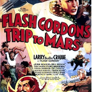 Flash Gordon Poster, Vintage Movie Poster 1938 Poster Film Art - Larry Buster Crabbe, Jean Rogers UK, EU USA Domestic Shipping