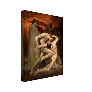 Dante And Virgil Canvas - Divine Comedy Canvas Print - Dante And Virgil In Hell, Bouguereau 1850 UK, EU USA Domestic Shipping
