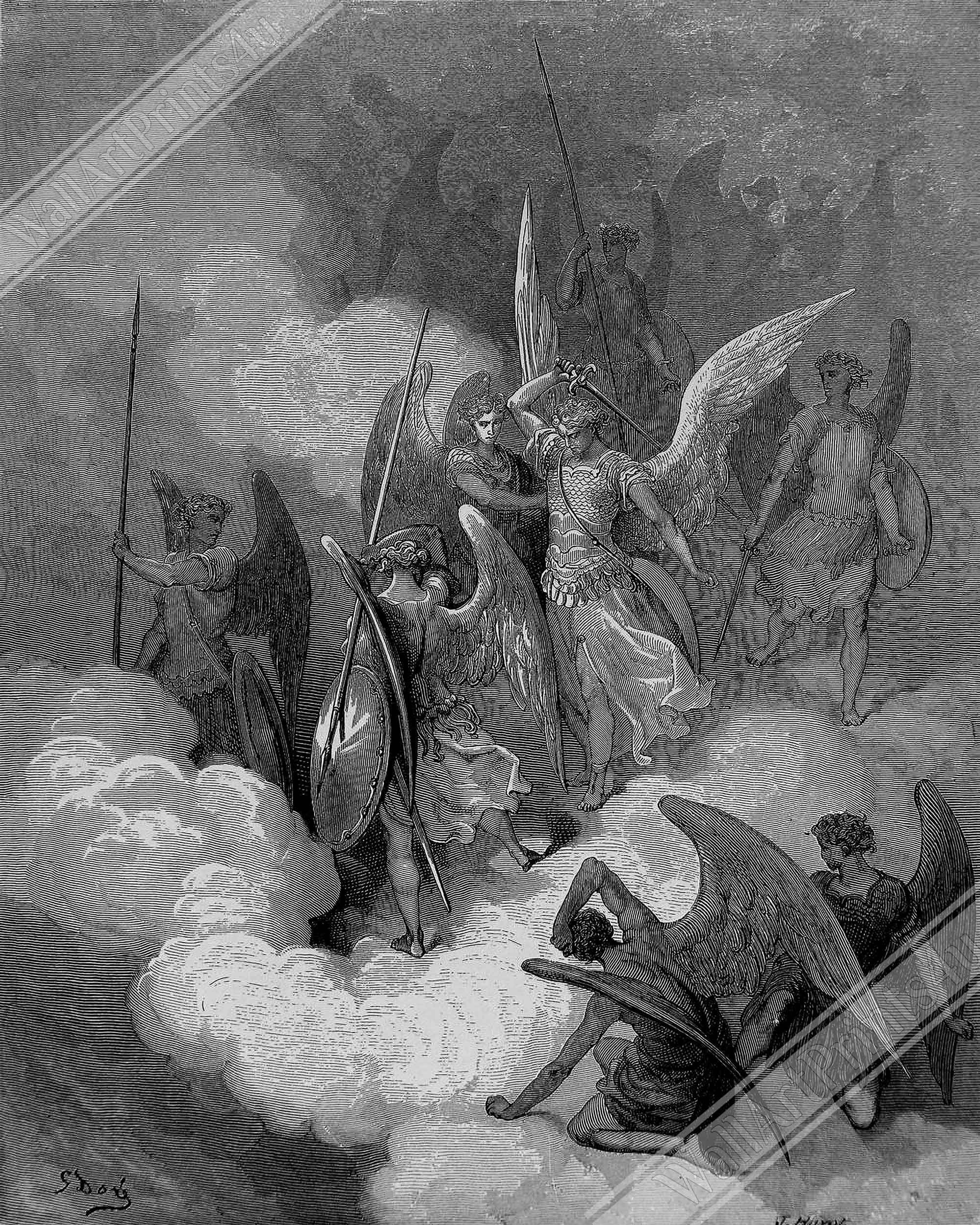Gustave Dore Paradise Lost Poster: Angel Abdiel Attacks Satan - Etsy