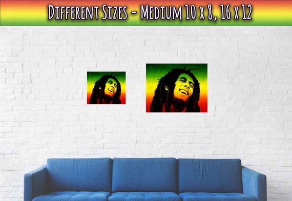 Bob Marley Poster, Vintage Photo Portrait Rasta Colors - Bob