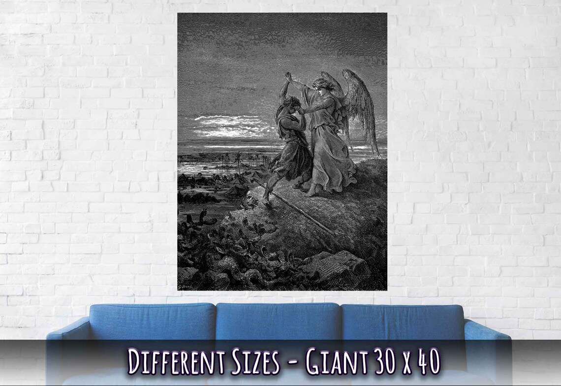 Gustave Dore Poster Jacob Wrestles an Angel Print From La - Etsy