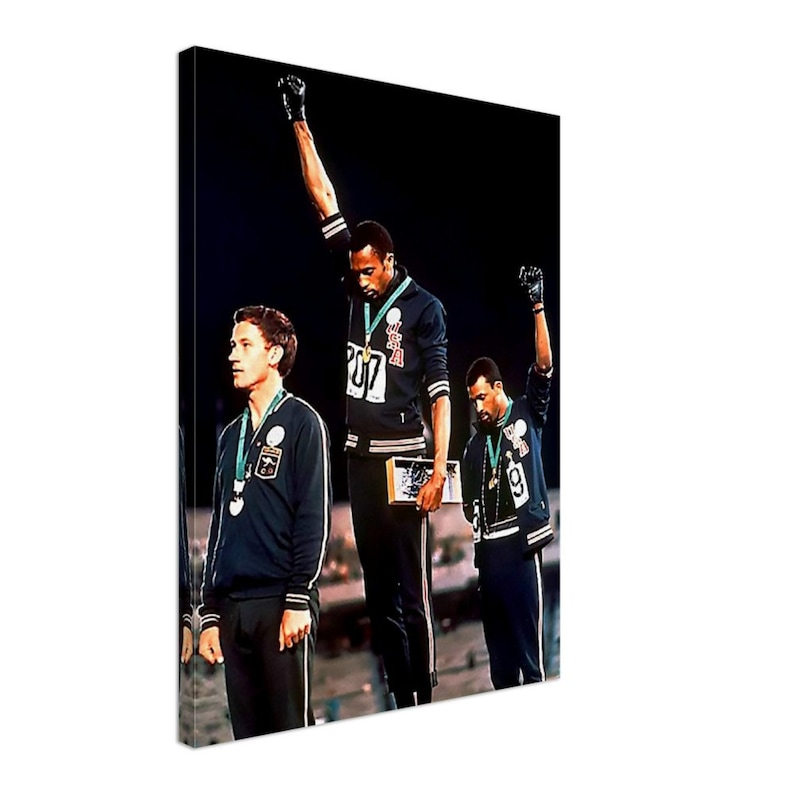 Impresión en lienzo del saludo del Poder Negro en los Juegos Olímpicos de 1968 Super 18 x 24