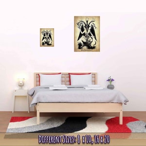 Baphomet Poster, Parchment Devil Halloween Wall Art, Satanic Goat Giant Poster, Lucifer Devil Poster Art UK, EU USA Domestic Shipping image 6