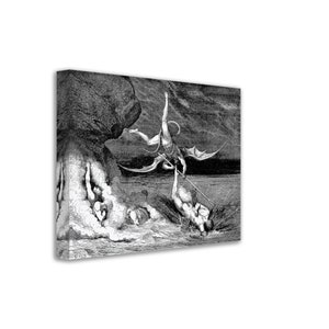Divine Comedy Canvas - Demon Trying To Catch A Sinner - Gustave Dore Illustration