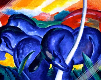 フランツ・マルクの青い馬のアートプリント：抽象表現主義の壁装飾