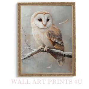Stampa incorniciata di gufo di palude Arte murale della fauna selvatica / Decorazione rustica per la casa