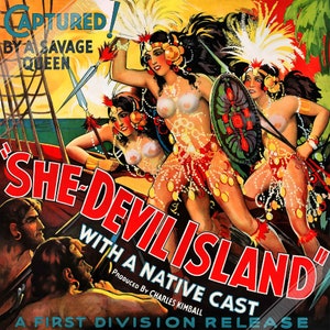 Poster di She Devil, poster del film horror vintage She Devil Island del 1936 - Poster del film - Ramon Pereda, Adriana Lamar