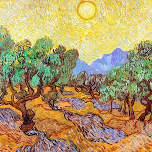 Olive Trees Poster Print, Vincent Van Gogh 1889 Vintage Fall Tree Poster UK, EU USA Domestic Shipping