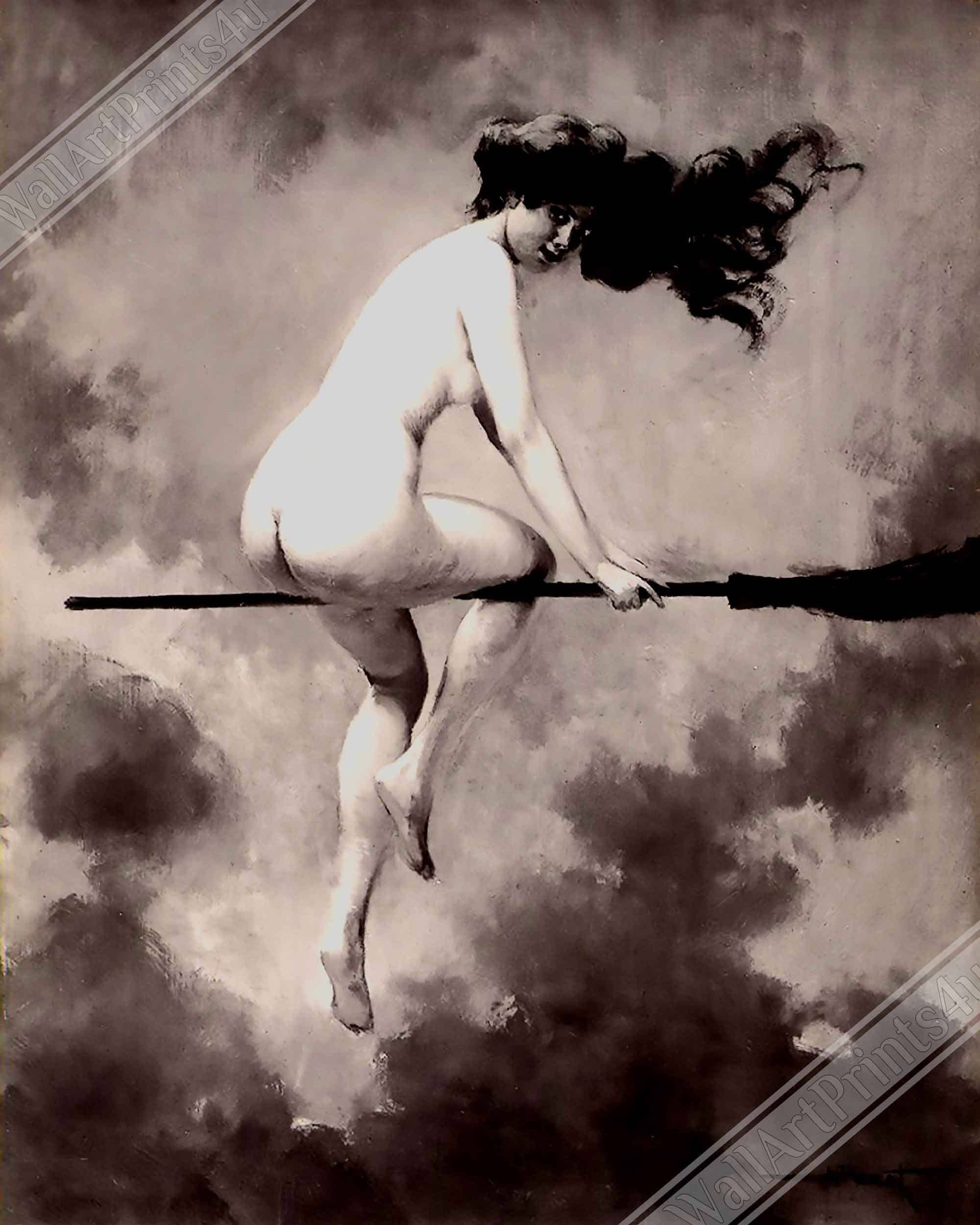 Witch Poster Naked Witch Albert Joseph Penot Poster Nude Witch on A  Broomstick Print UK, EU USA Domestic Shipping - Etsy