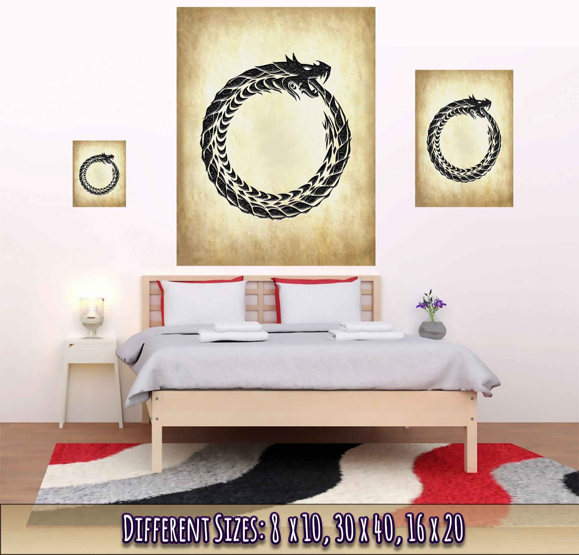 Ouroboros Poster - World Snake Poster - Uroboros Print Aged