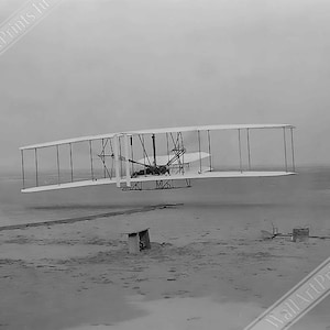 Wright Brothers First Flight Poster, Kitty Hawk, North Carolina, Vintage Photo Portrait - Wright Brothers Print UK, EU USA Domestic Shipping