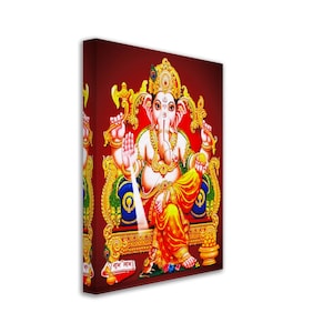 Ganesha canvasafdruk, hindoegod van succes, wijsheid - Ganesha-afdruk - verwijderaar van obstakels, Ganesha-mantra-meditatie