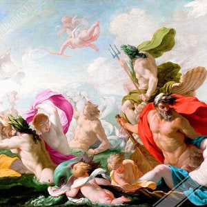 Marine Gods Homage To Love Print Eustache Le Sueur Poster UK, EU USA Domestic Shipping