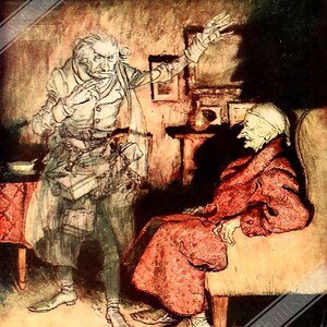 Poster di Canto di Natale di Arthur Rackham - Scrooge e il Natale passato - Stampa di Arthur Rackham Regno Unito, UE USA Spedizione nazionale