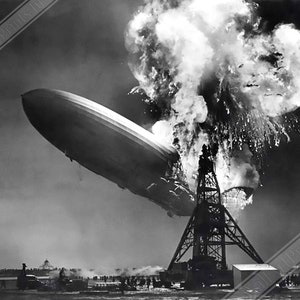 Hindenburg Disaster Poster, Famous Photo Print From 1937, Vintage Wall Art - Hindenburg Zeppelin Explodes UK, EU USA Domestic Shipping