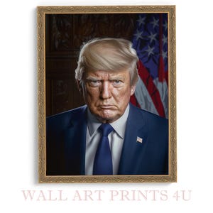 Donald Trump Framed Print Cinematic Presidential Portrait Version 02 47th President Patriotic USA Wall Art Gift