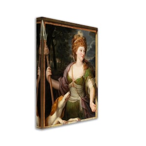 Goddess Artemis Canvas, Lady As Diana Vintage Moon Goddess Artemis Canvas Print, Goddess Of The Moon And Hunt.