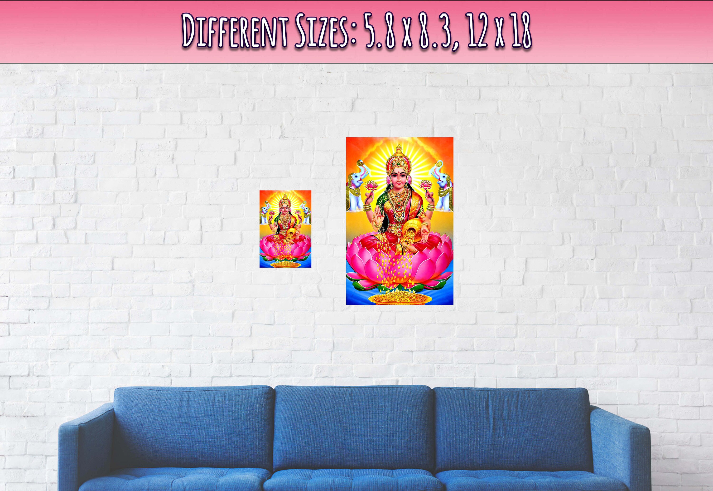 Dei Di Ricchezza Maa Laxmi la Doccia Soldi HD Stampato Foto Con Cornice