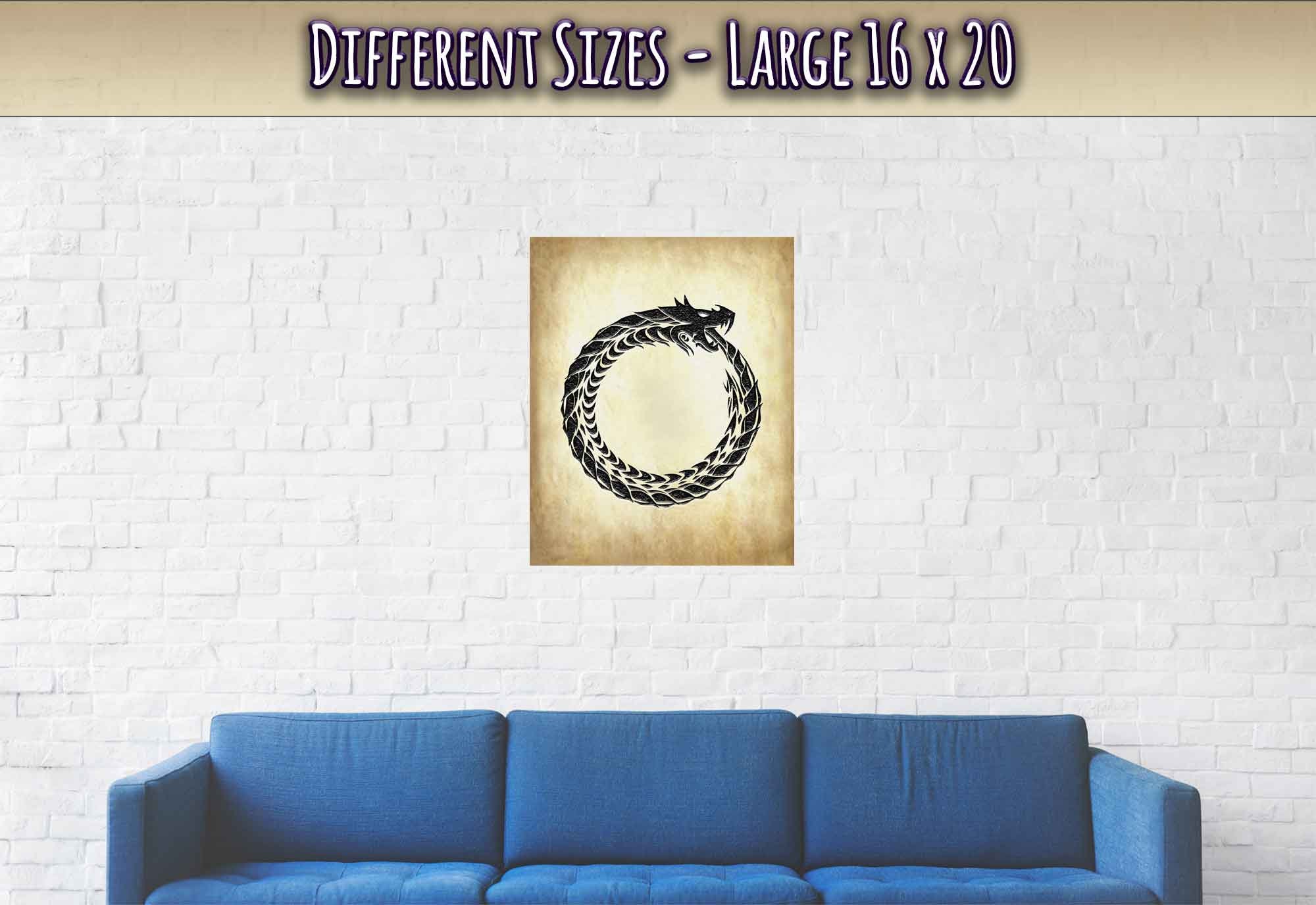 Ouroboros Poster - World Snake Poster - Uroboros Print Aged