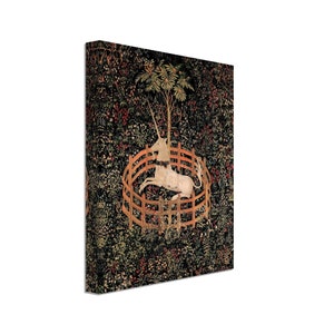Unicorn Canvas, Vintage Unicorn In Captivity, Unicorn Tapestries 1495 - 1505 - Vintage Unicorn Canvas Print