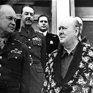 Eisenhower Churchill Iconic Poster, Photo Print From 1943, Vintage Wall Art - Churhill Recovering Illness UK, EU USA Domestic Shipping
