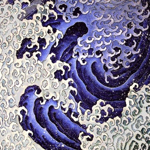 Poster da bagno vintage - Stampa con onda maschile, Katsushika Hokusai circa 1835. Spedizione nazionale nel Regno Unito, nell'UE e negli Stati Uniti.