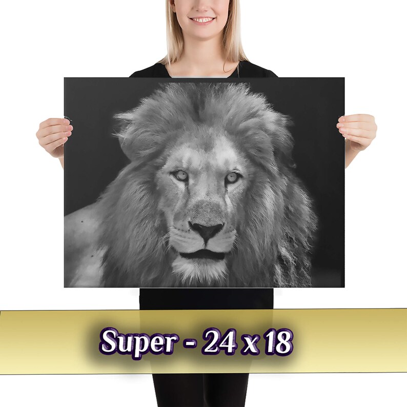 Black and White Lion Canvas Print Giant Lion Canvas Epic Lion Etsy