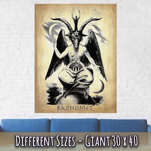 Baphomet Poster, Parchment Devil Halloween Wall Art, Satanic Goat Giant Poster, Lucifer Devil Poster Art UK, EU USA Domestic Shipping Giant 30 x 40 inches